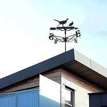 Weathervanee with Roof Mount Metal Weathervane Decoration Black Weather Vane Wind Direction Indicator Kit Metal Bracket Weather Vane for Roof Garden Home Garden Sheds Fence Posts Pergola (Bird)