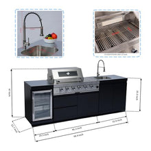 98" 4-Burner Outdoor Kitchen Island Modular BBQ Grill Black&Sivler LPG