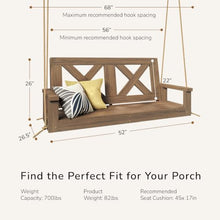Porchgate Amish Heavy Duty 700 Lb Farmhouse Porch Swing W/Ropes (4 Foot, Warm Walnut Stain)