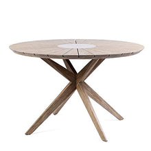Armen Living Sachi Outdoor Light Eucalyptus Wood and Concrete Round Dining Table