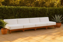 Meridian Furniture 389White-S138 Rio Collection Modern | Contemporary Outdoor Patio Off White Resilient Water Resisting Fabric Modular Sofa with Durable Acacia Wood Frame