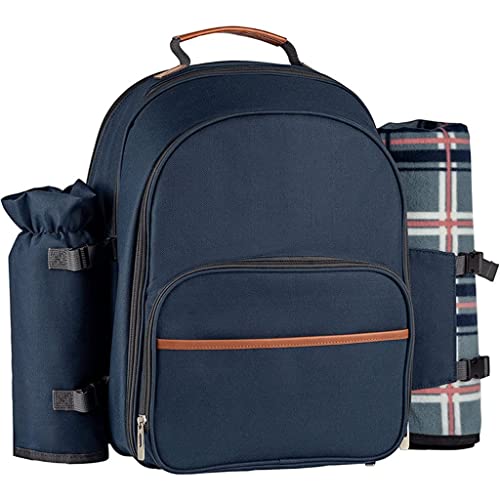 WJJDLLNP 4 Persons Picnic Backpack With Refrigerated Compartment Detachable Bottle Portable Camping Tableware Bag