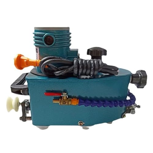 Electric Glass Edging Machine, Portable Small Glass Edger, Glass Grinder Tool, 800W Electric Glass Grinding Edging Machine for Straight Round Bevel Edge w/8 Diamond Wheels & 2 Polishing Wheels,Blue
