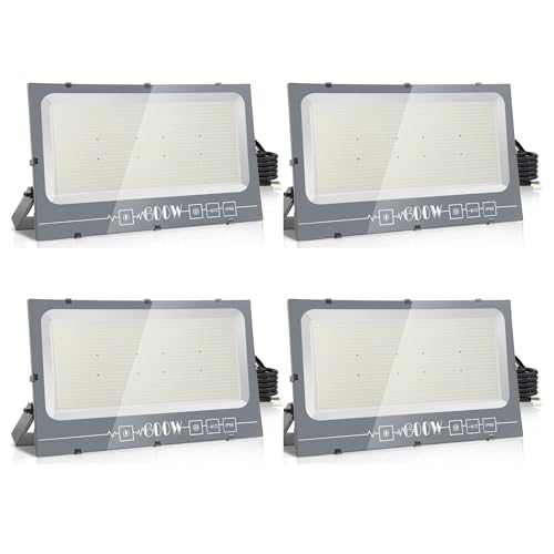 LED-Projektor für den Außenbereich: 500 W, superheller Projektor, 6000 K, Kaltweiß, 50000 lm, IP65, Wasserdicht, verstellbar, mit Klemme für Garten, Garage