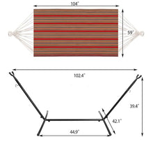 BIOMICE Hangmat Double Hammock with Space Saving Steel Stand Included 2 Person Heavy Duty Outside Garden Yard Outdoor Buiten Hammock(E)
