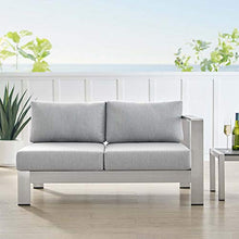 Modway Shore Sunbrella® Fabric Aluminum Outdoor Patio Right-Arm Loveseat in Silver Gray