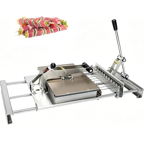 8/12 Hole Manual Mutton Skewer Machine, Stainless Steel Kebab Tool, With Anti-slip Baffle, Adjustable Structure, For Bamboo Skewers, Round Steel Skewers, Flat Steel Skewers 12 Hole
