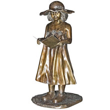 DESIGN TOSCANO Beulah's Sundress Little Girl Reading Cast Bronze Garden Statue Bronze