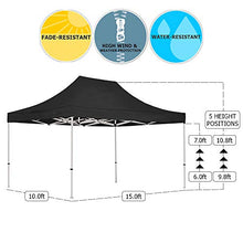 Vispronet 10x15 Instant Canopy Tent and Side Wall – Commercial Grade Steel Frame with Water-Resistant Canopy Top and Sidewall – Bonus Canopy Bag and Stake Kit Included (Black)