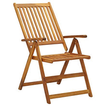 KGFHERENB Set of 3 Solid Acacia Wood Garden Reclining Chairs, Foldable Outdoor Patio Seating with Adjustable Backrest, Natural Oiled Finish for Backyard and Terrace, Brown