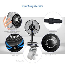 ZTYGXMB Industrial Misting Fans for Outside, Pedestal Oscillating Cooling Fan, 3 Speeds, with 11 Gal Tank, Rapid Cooling 3°-12°C, High-Velocity Patio Standing Spray Fans D21.6''*H62.6''