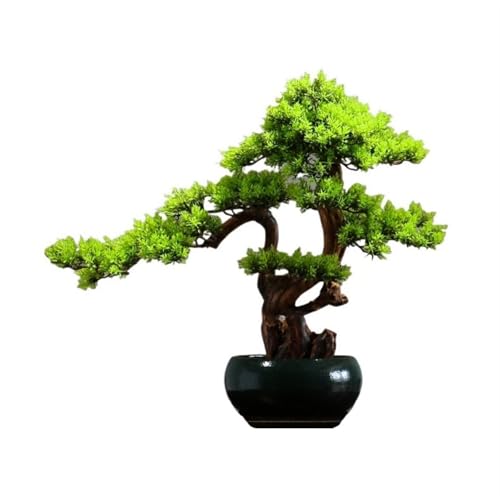 YXIANG56Q Fake Plants Chinese Hotel Desktop Landscaping Artificial Cypress Leaves Potted Bonsai Ornaments Simulation Tree Bonsai Tree, yuqing2022