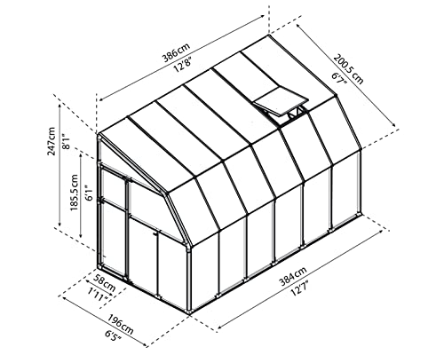 Palram Canopia Rion Sun Room Lean-to Greenhouse DIY Kit 6x12 FT White