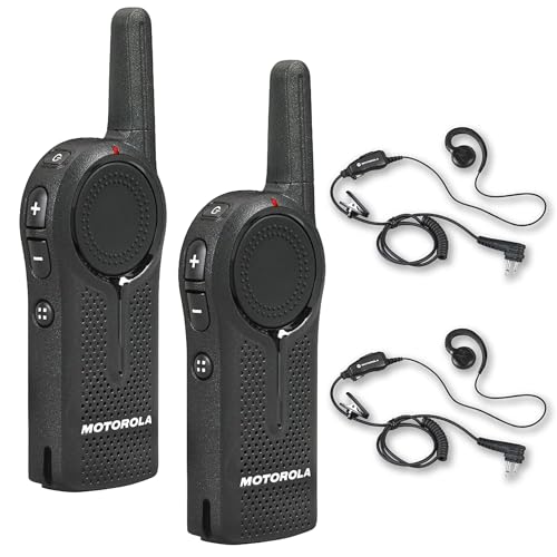 Motorola Solutions DLR1020 Two-Way Digital Business Radio with HKLN4604 PTT Earpiece 2-Pack Black