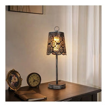 WOAITIANTIAN Desk Lamps Rechargeable Vintage Iron Openwork Table Lamp for Indoor & Outdoor Ambient Lighting