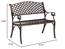 Rustproof Aluminum Outdoor Park Bench, Antique Copper