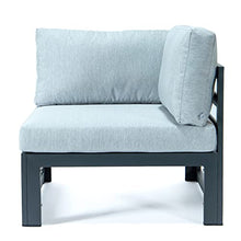 LeisureMod Chelsea Outdoor Patio 5-Piece Sectional Loveseat and Coffee Table Set with Cushions (Light Grey)