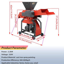 THUXEON 4-Blade Grass Cutting and Silk Kneading Machine, 220V Hay Cutter Kneader Grinder, 2.2KW Crushing Corn Peanuts Straw Wheat, 400-800KG/H