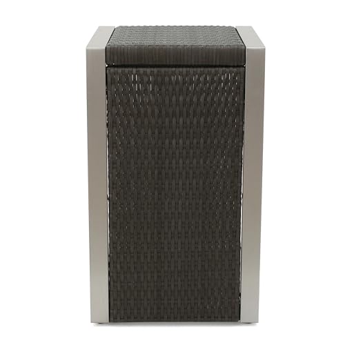 Christopher Knight Home Cape Coral Outdoor Mesh Chaise Lounge Set with Wicker End Table Gray + Silver