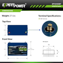 ExpertPower 2.5KWH 12V Solar Power Kit | LiFePO4 12V 100Ah, 400W Mono Solar Panels, 30A MPPT Solar Charge Controller | RV, Trailer, Camper, Marine, Off Grid