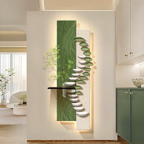 FILWY 3D Wall Art Decor with LED Lights, Hydroponic Glass Vase and Simulated Plants, Illuminated Landscape Painting for Living Room, Bedroom, Hallway (120x40cm) (D 180 * 60cm/70.9 * 23.6in)