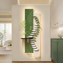 FILWY 3D Wall Art Decor with LED Lights, Hydroponic Glass Vase and Simulated Plants, Illuminated Landscape Painting for Living Room, Bedroom, Hallway (120x40cm) (D 180 * 60cm/70.9 * 23.6in)