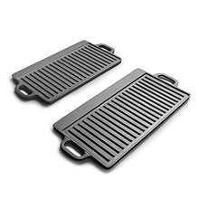 Cast Iron Outdoor Baking Tray Double-sided Iron Plate Cast Iron Pan BBQ Griddles Cookware (Size : Small)