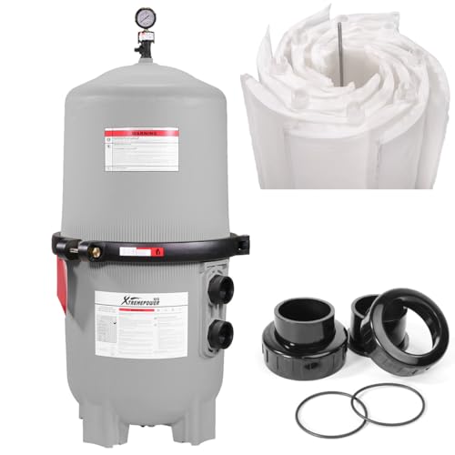 XtremepowerUS De Pool Filter In Ground Pool 120 GPM DE Filter Swimming Pool Filter 62 Sq Ft Gray