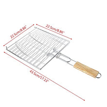 HBJWOV Barbecue Grilling Basket Grill Bbq Net Wooden Handle Meat Fish Vegetable Tools Accessories