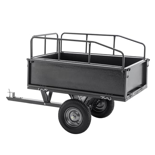 GFDGFD 600LBS Heavy Duty Dump Cart Trailer, 17 Cu.Ft Tow Behind Wagon with Dual Dumping System, Steel Garden Cart for ATV Lawn Tractor, 15" Pneumatic Tires