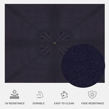 Treasure Garden AKZ PLUS Cantilever Umbrella 10'x13' Rectangular Obravia Navy Canopy and Black Frame with Stationary Base