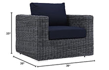 Modway Summon Wicker Rattan Outdoor Patio Armchair Canvas Navy