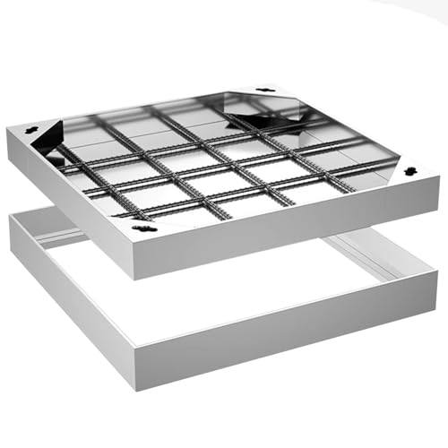 1pc Invisible Recessed Manhole Cover with Lid and Frame - 304 Stainless Steel Access Cover for Driveways, Patios,Pavements(500x500x50mm)