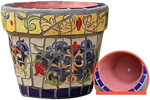 FAFACAI Classical Garden Floor Indoor Plant Pot Outdoor Garden Planter Flower Cylinder European Retro Ceramic Flower Pot Courtyard Balcony Landscape Decor Pots Courtyard Floor Indoor (22 * 19.5cm)