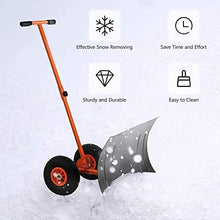 Snow Shovel Manual Snow Pusher with Wheels and Adjustable Handle|Heavy-Duty Snow Shovel for Road Snow Clean Snow Pusher