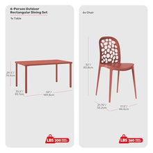 Costaelm 7 piece Outdoor Patio Furniture Sets, Patio Table and Chairs Set, Coffee Table with Stackable Side Chairs Modern Backyard Deck Furniture for Restaurant, Red