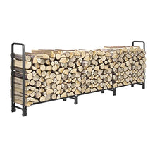TXGJWRA 8ft/12ft Outdoor Heavy Duty Log Rack Firewood Storage Rack Holder Indoor Outdoor Wrought Iron Fire Log Stacker Stand Patio Wood Pile Rack Black,Black-12ft