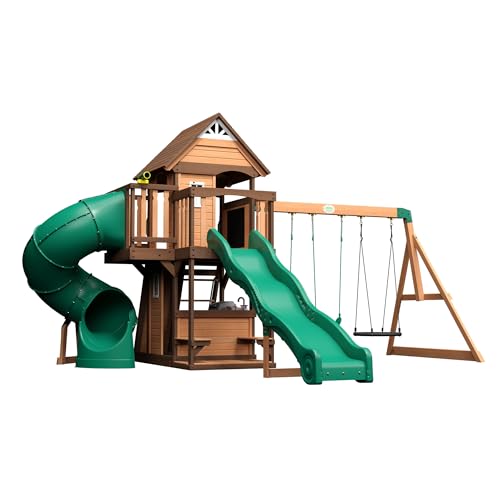 Backyard Discovery Cedar Cove Wood Swing Set Light Brown