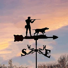 Weathervanes for Sheds Metal Stainless Steel Weather Vane with Metal Bracket Wind Direction Indicator for Outdoor Farm Garden Backyard Decor (Hunter and Dog)