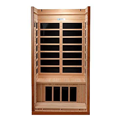 Dynamic Barcelona 1-2 Person Hemlock Wood Low EMF FAR Infrared Sauna Dark Honey Stain