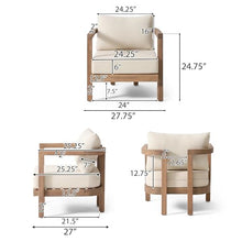 Christopher Knight Home Orion Set of 2 Outdoor Acacia Wood Club Chair with Tub Shape and Slat Panel, Patio Armchair, Water-Repellent Thick Cushion Seating for Garden Backyard Balcony, Brown Wash+Beige