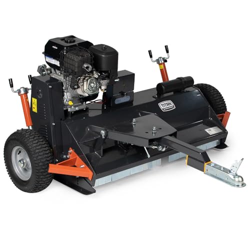 Titan Attachments 48" ATV/UTV Tow-Behind Flail Mower, Briggs and Stratton 420cc XR Professional Series Engine, 13.5 HP, Electric Start, Y-Blades, Mulch and Finish Mower for Uneven Terrain