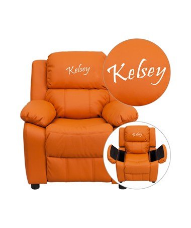 Flash Furniture Kids Recliner Solid Hardwood Frame Orange Vinyl