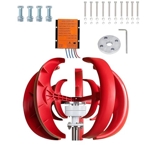 Wind Turbine for Home Electricity 500W 300W 100W, 48V 24V 12V Lantern Windmill Generator with Controller, 2m/s Start, Compact Size for RV Yacht Cabin, 3 Phase AC Motor(12V,300W)