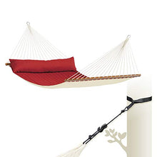 LA SIESTA® Alabama Quilted Hammock with Spreader Bar & TreeMount, Fabric Tree Hammock with Tree Straps for Beams Posts - Weatherproof Outdoor Hammock - 2 Person Double Hammock Bed -XL King, Red Pepper