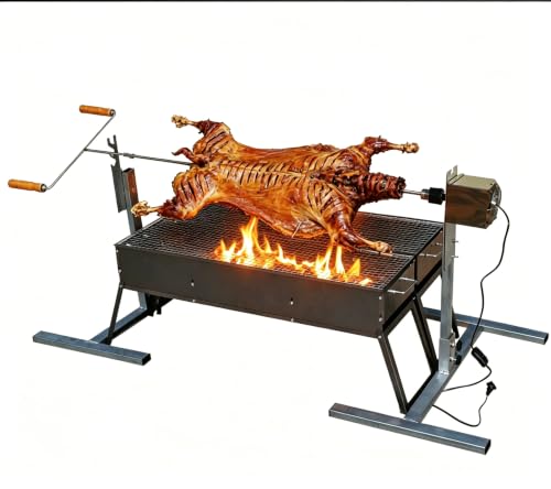 90lbs Electric Outdoor Grill,Enhanced Motor,Automatic Speed Balancing Stainless Steel Material Rotisserie Grill Height Adjustable Suitable For Roasting Whole Lamb/Chicken/Duck/Fish (Has an oven)