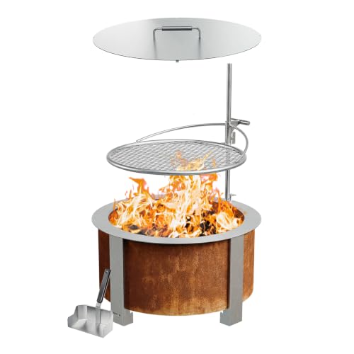 Breeo Smokeless Fire Pit Grilling Bundle - X Series 24 Corten, 27.5 in