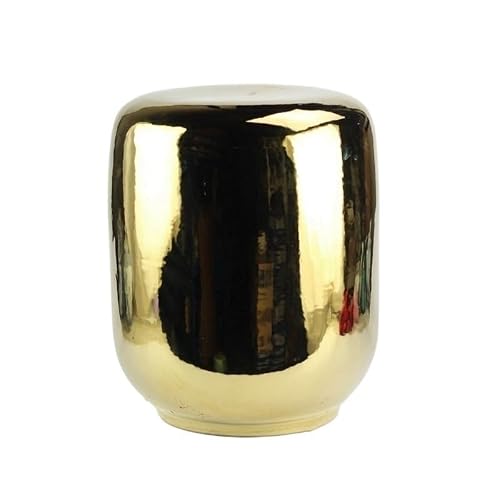 LINKIO Garden Stool Color Glaze Gilded Gold Decorative Garden Stool - Ceramic Cooler & Shoe Storage for Home & Bathroom Ottomans