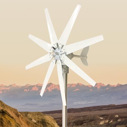 LURECAQING 400W Wind Turbine Generator Kit - 12V/24V/48V, 8-Blade Wind Power System with Charge Controller - Perfect for Home, Marine, Hybrid Solar & Wind Energy Solutions 48V