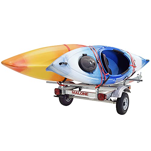 Malone EcoLight 2-Boat J-Rack Kayak Trailer Package Silver